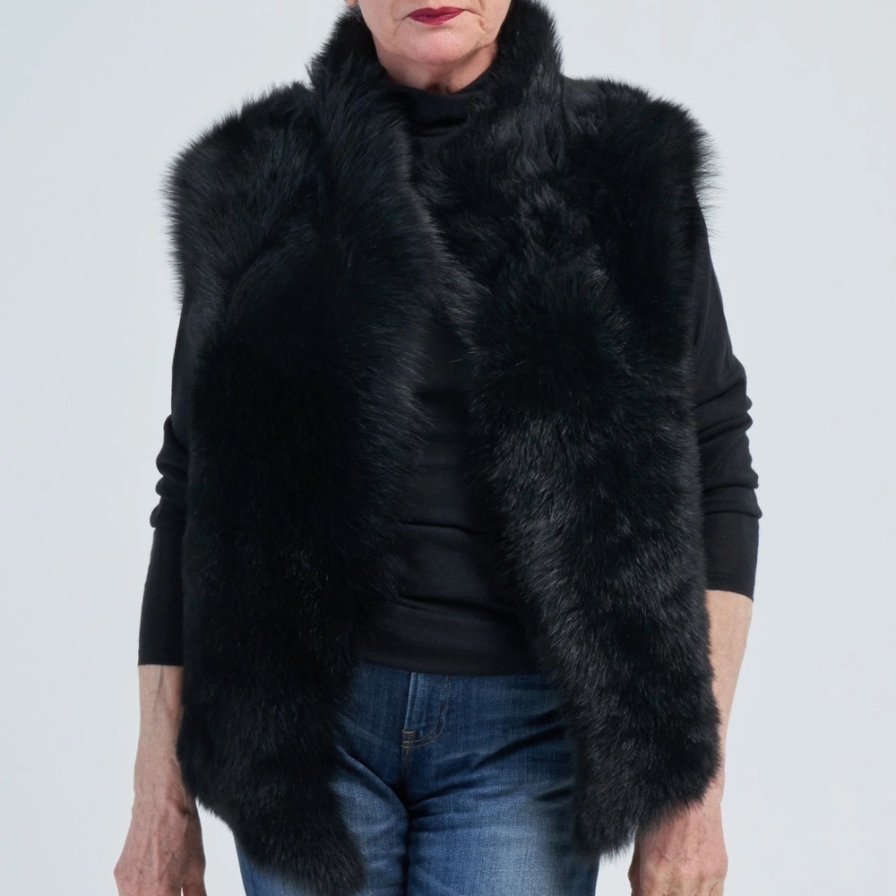 New Yorker Made in Canada Black Faux Fur Soft & FLUFFY Black Vest Coat